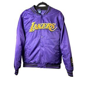 Ultra Game NBA Los Angeles Lakers Satin Bomber Varsity Jacket Men's Medium NWOT